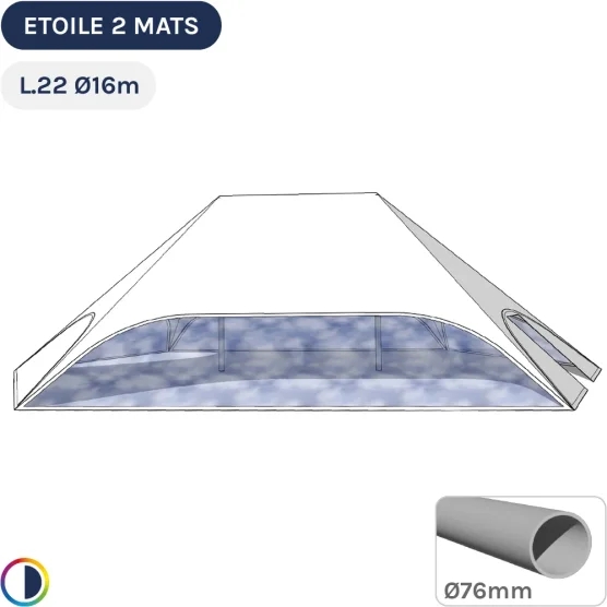 Tente étoile BLANCHE L.22m Ø16m avec Pack Fenêtres