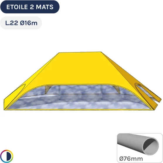 Tente étoile JAUNE L.22m Ø16m avec Pack Fenêtres