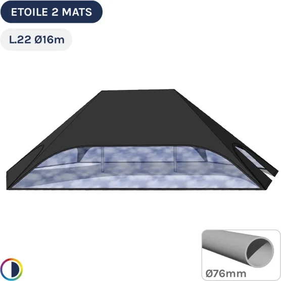 Tente étoile NOIRE L.22m Ø16m avec Pack Fenêtres