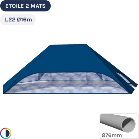 Tente étoile BLEUE L.22m Ø16m avec Pack Fenêtres