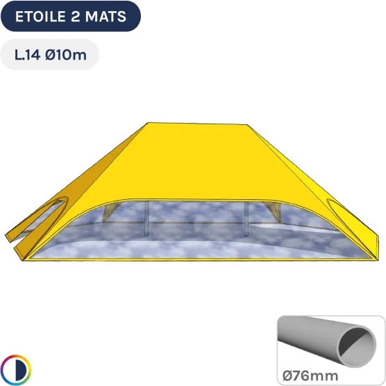 Tente étoile JAUNE L.14m Ø10m avec Pack Fenêtres