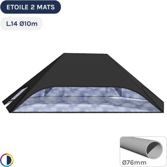 Tente étoile NOIRE L.14m Ø10m avec Pack Fenêtres