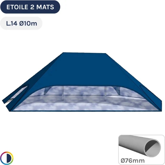 Tente étoile BLEUE L.14m Ø10m avec Pack Fenêtres