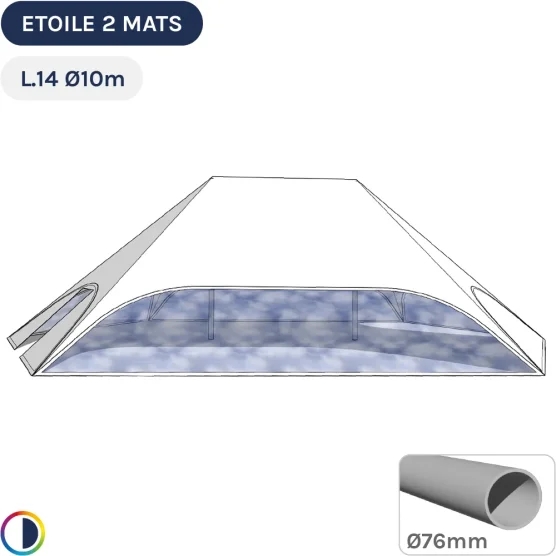 Tente étoile BLANCHE L.14m Ø10m avec Pack Fenêtres