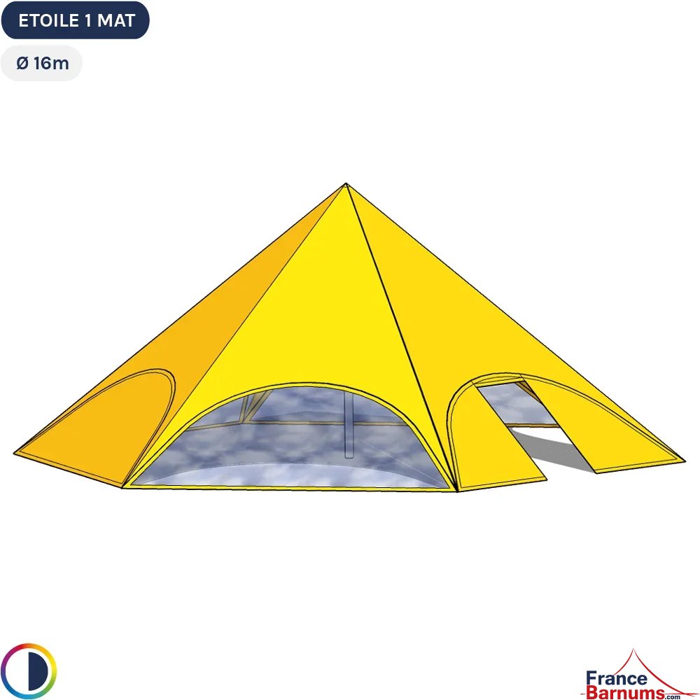 Star tente JAUNE Ø16m avec Pack Fenêtres