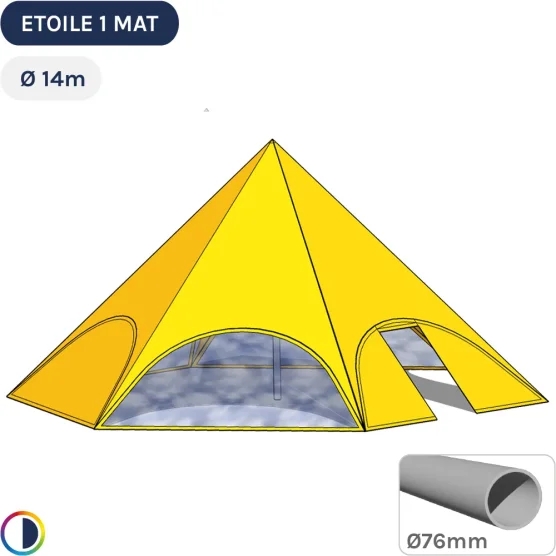 Tente étoile JAUNE Ø14m avec Pack Fenêtres