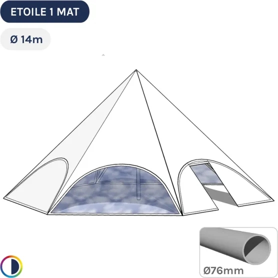 Tente étoile BLANCHE Ø14m avec Pack Fenêtres