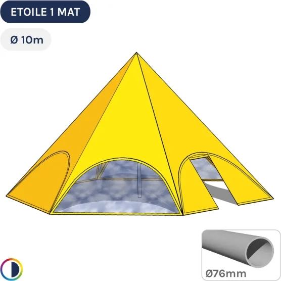 Tente étoile JAUNE Ø10m avec Pack Fenêtres