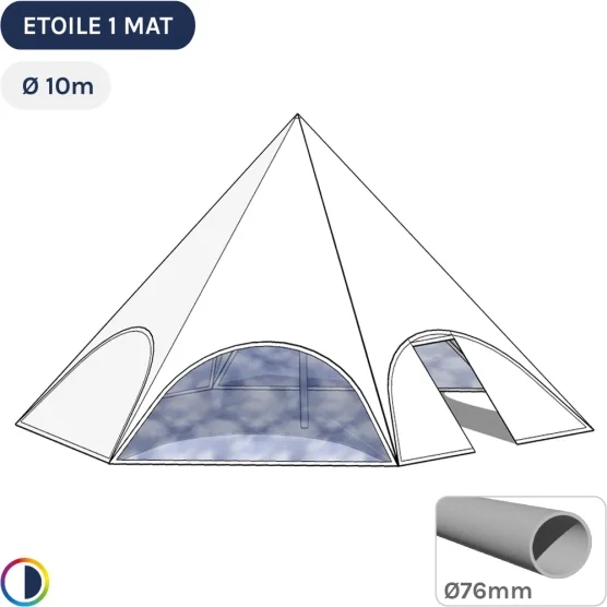 Tente étoile BLANCHE Ø10m avec Pack Fenêtres