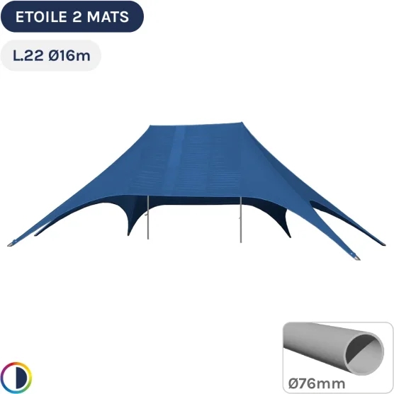 Star tente bleue 2 mâts 22m Ø16m