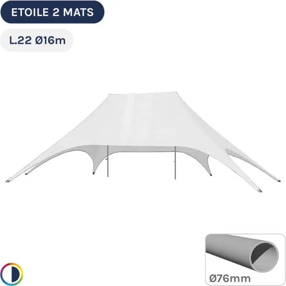 Tente étoile blanche 2 mâts 22m x 16m