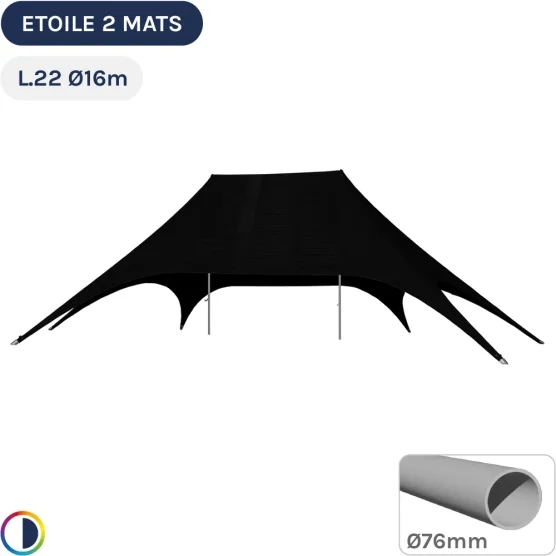 Star tente noire 2 mâts 22m x 16m