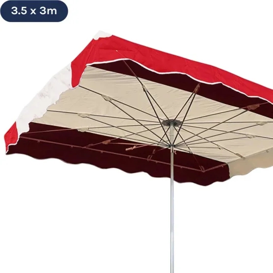 Parasol forain télescopique 350x300cm ROUGE et BEIGE