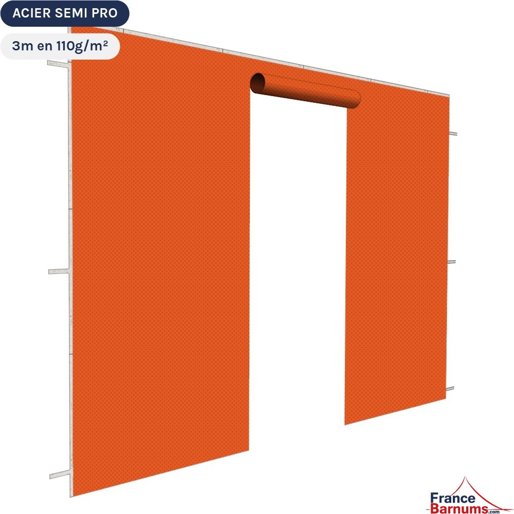 Paroi porte 3m orange 320g pour barnum pliant Acier Semi-Pro