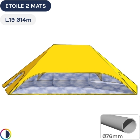 Tente étoile JAUNE L.19m Ø14m avec Pack Fenêtres