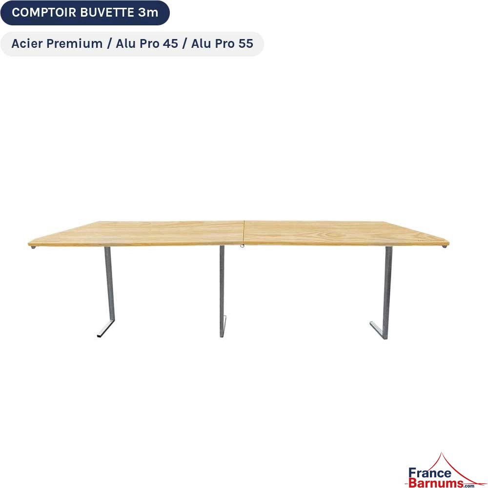 Table COMPTOIR BUVETTE Pliante 3m en bois verni