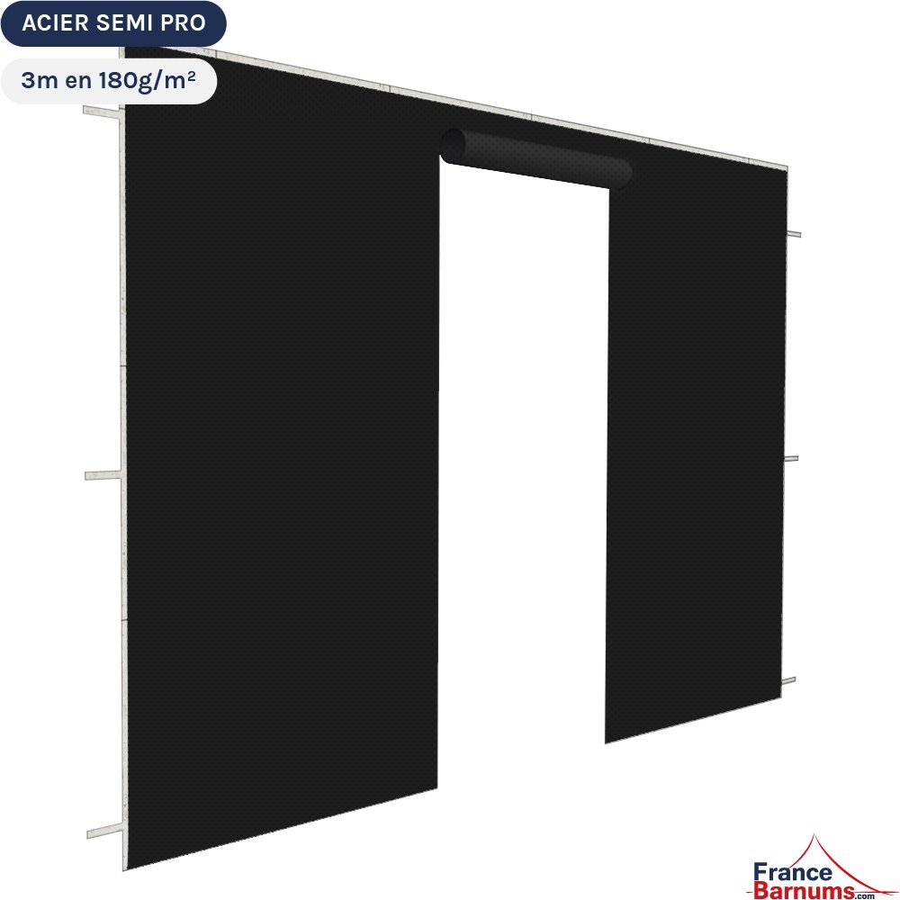 Paroi porte 3m noir 180g pour barnum pliant Acier Semi-Pro