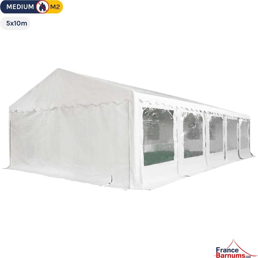 Tente de réception - Chapiteau de festivités MEDIUM en PVC de 5m x 10m avec Tubes de 38mm