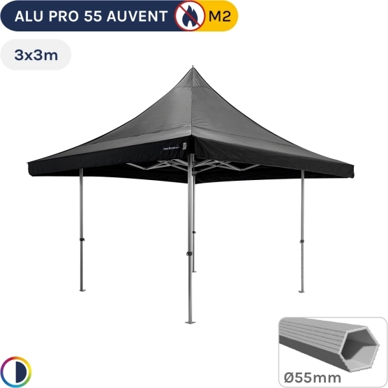 Barnum pliant Alu Pro 55 AUVENT M2 3mx3m NOIR 380gr/m²