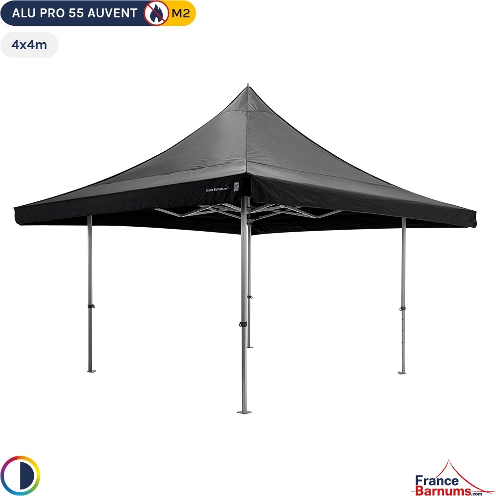 Tente Pliante Alu Pro 55 AUVENT M2 4mx4m NOIR 380gr/m²