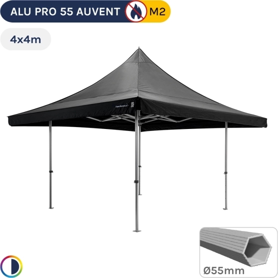 Barnum pliant Alu Pro 55 AUVENT M2 4mx4m NOIR 380gr/m²