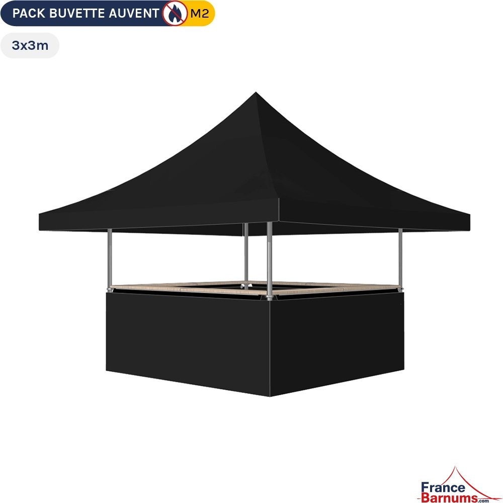 Stand buvette AUVENT 3x3m Pack complet - Noir