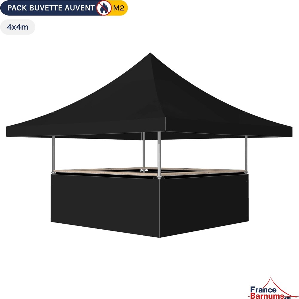 Stand buvette AUVENT 4x4m Pack complet - Noir