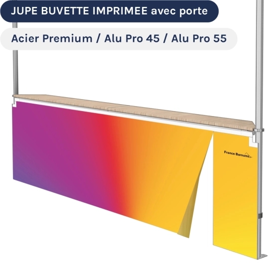 Jupe de table comptoir BUVETTE de 3m ou 4m IMPRIMÉE, avec porte zippée