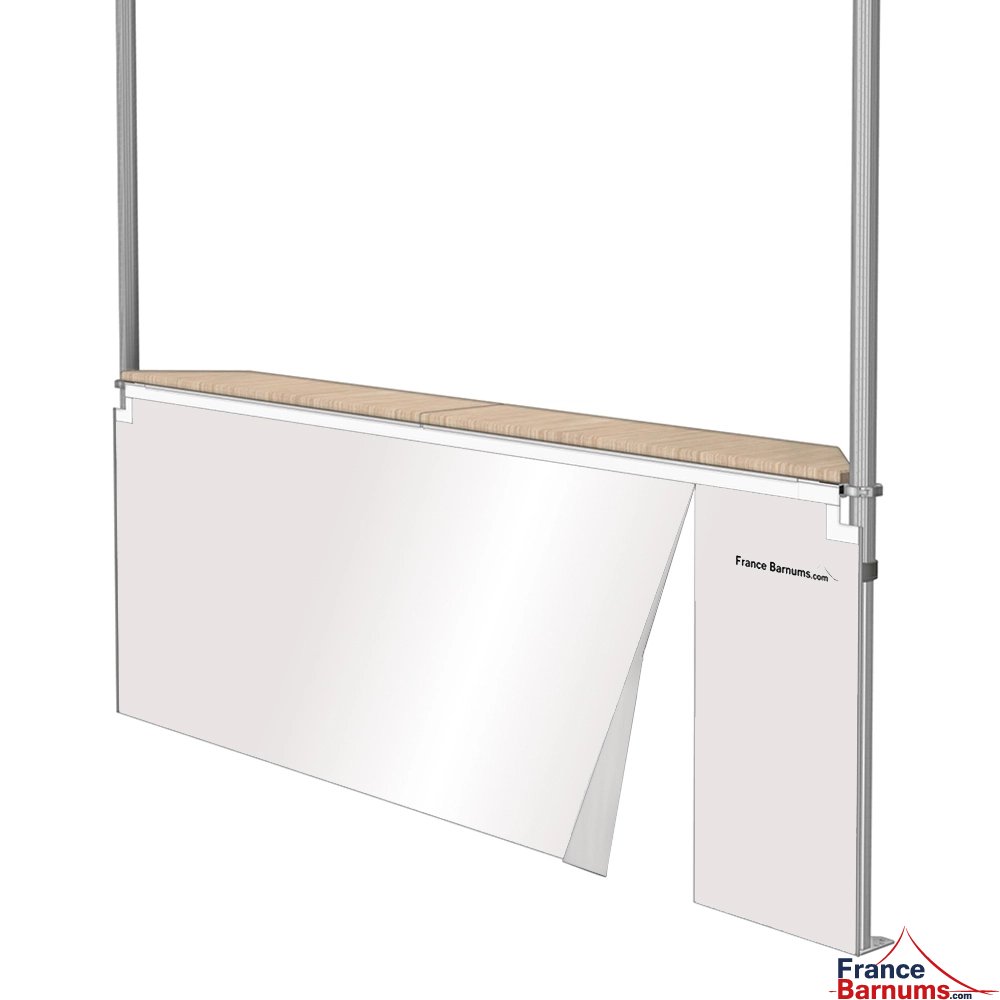 Jupe de table comptoir de 3m en PVC 580gr/m² BLANCHE avec porte zip