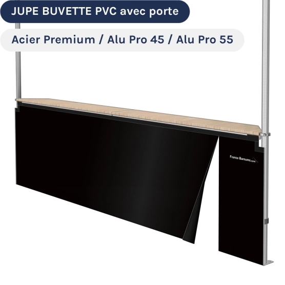 Jupe de table comptoir BUVETTE de 3m ou 4m en PVC 580gr/m² avec porte zip