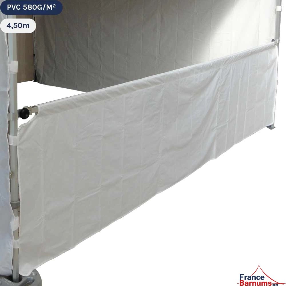 Demi-mur blanc de 4,5m en PVC 580gr/m² pur barnum pliant