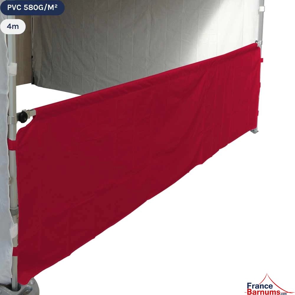 Demi-paroi rouge de 4m en PVC 580g pour tente pliante