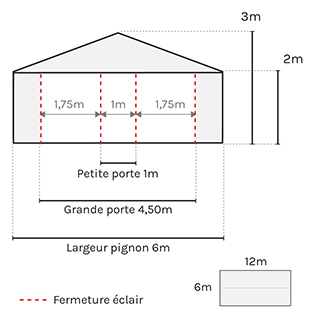 Dimensions du chapiteau de réception et dimensions des portes