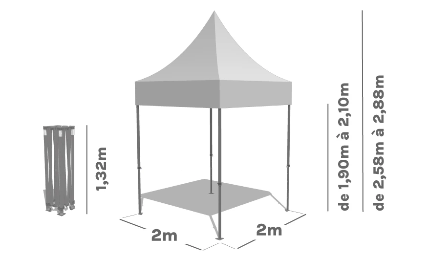 Schéma Barnum Pliant ACIER LOISIRS 2x2m