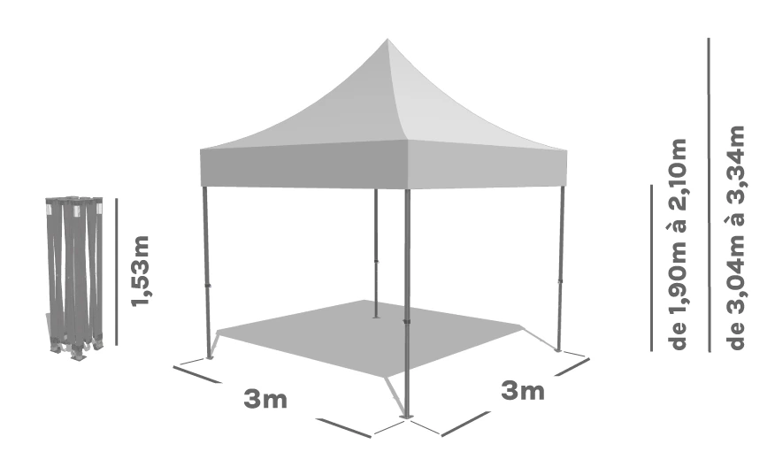 Schéma Barnum Pliant ACIER LOISIRS 3x3m