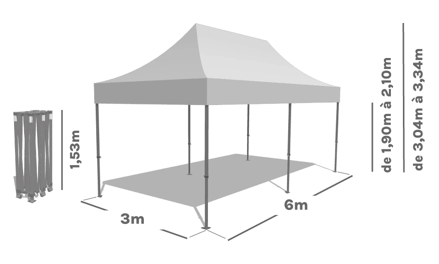 Schéma Barnum Pliant ACIER LOISIRS 3x6m