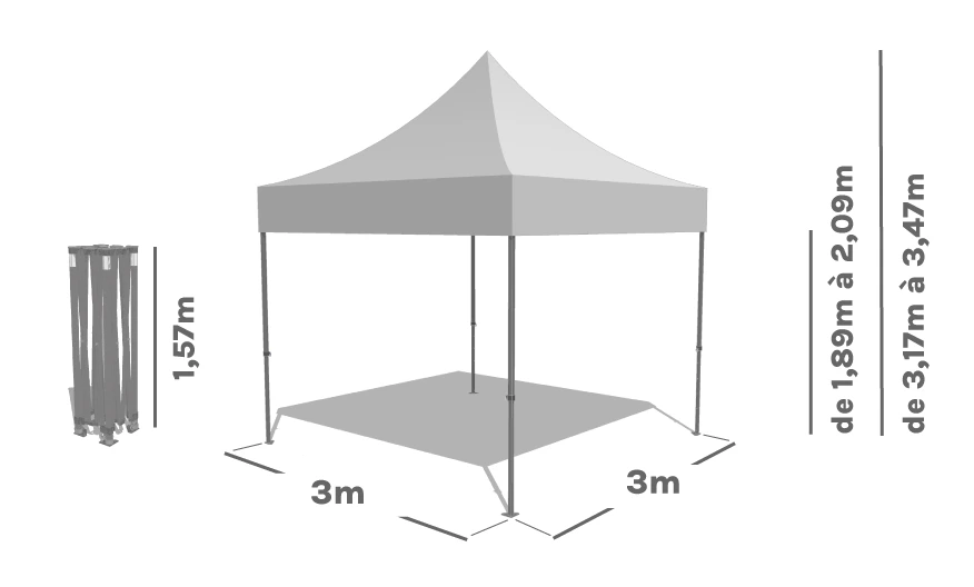 Schéma Barnum Pliant ACIER PADDOCK 3x3m