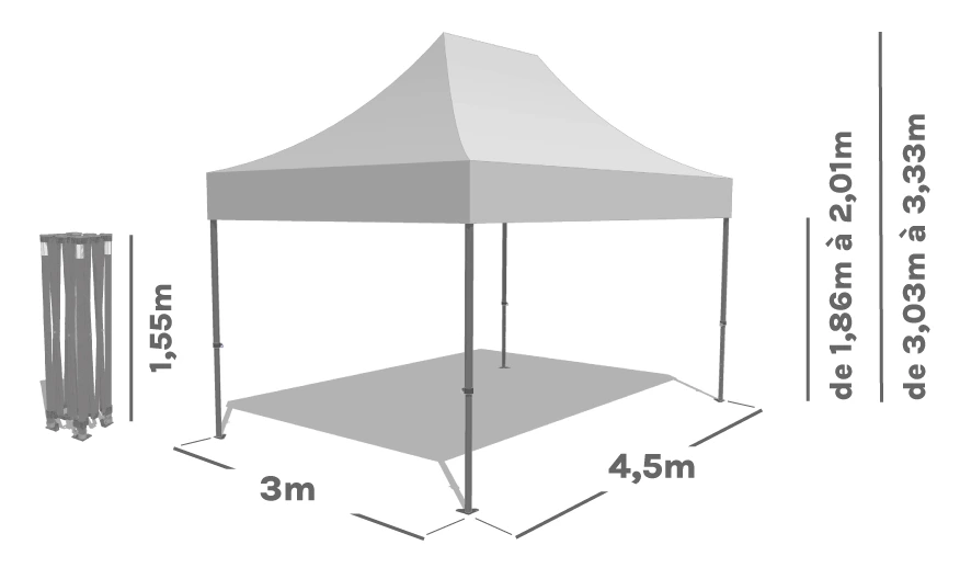 Schéma Barnum Pliant ACIER PREMIUM 3x4m5