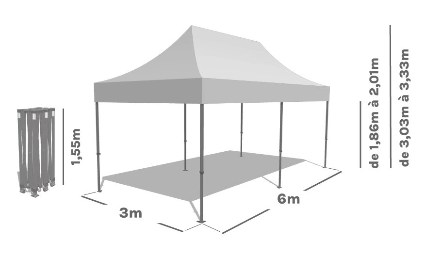 Schéma Barnum Pliant ACIER PREMIUM 3x6m