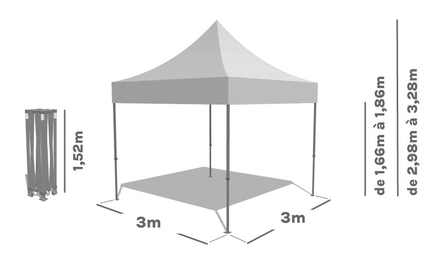 Schéma Barnum Pliant ACIER SEMI PRO 3x3m