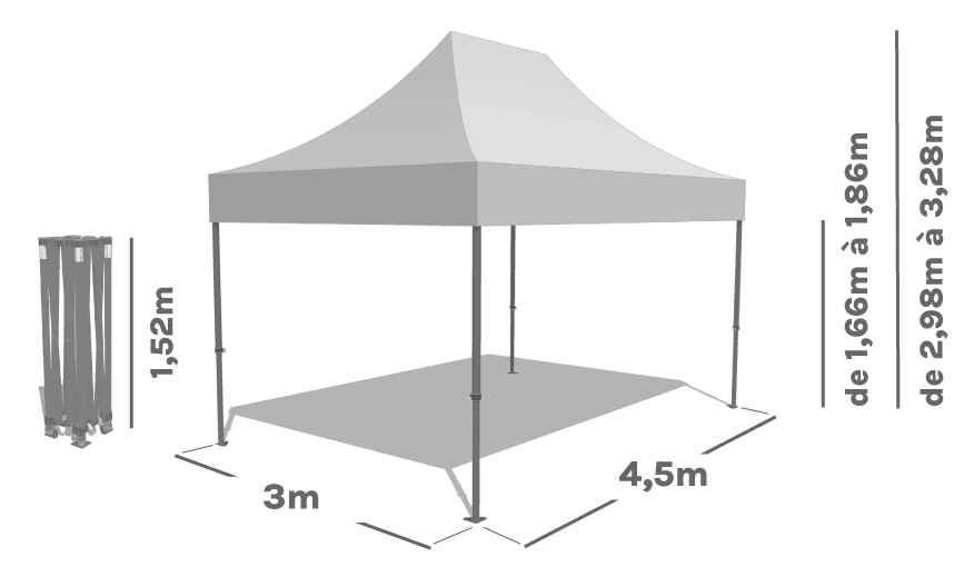 Schéma Barnum Pliant ACIER SEMI PRO 3x4m5