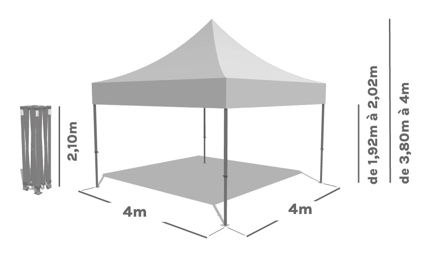 Schéma Barnum Pliant ACIER SEMI PRO 4x4m