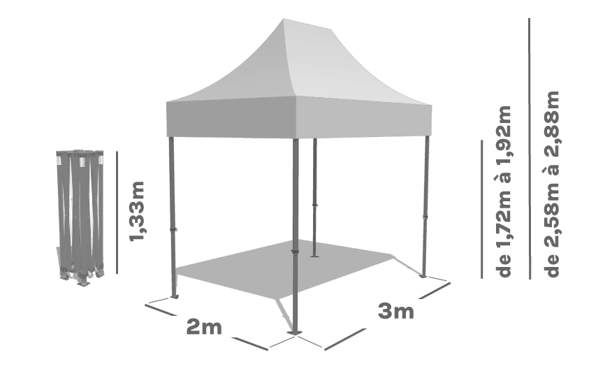 Schéma Barnum Pliant ALU PRO 45 ECO 2x3m