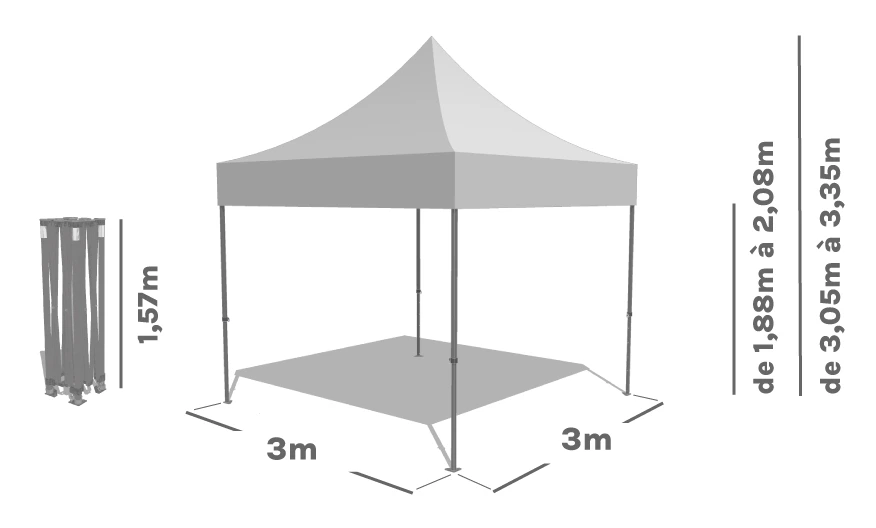 Schéma Barnum Pliant ALU PRO 45 ECO 3x3m