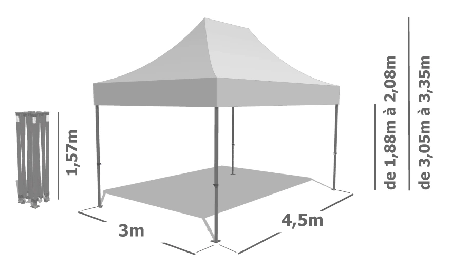 Schéma Barnum Pliant ALU PRO 45 ECO 3x4m5