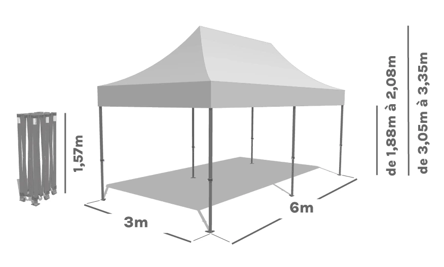 Schéma Barnum Pliant ALU PRO 45 ECO 3x6m