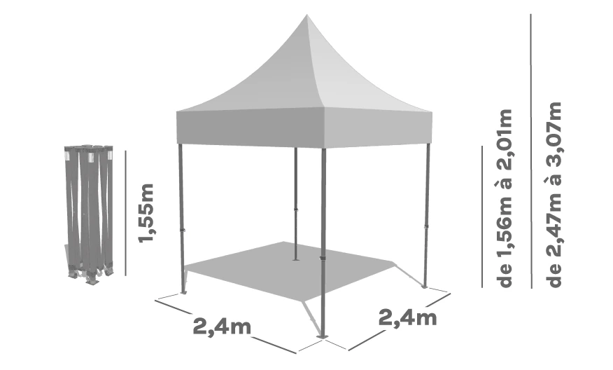 Schéma Barnum Pliant Alu Pro 45 LUXE 2m4x2m4