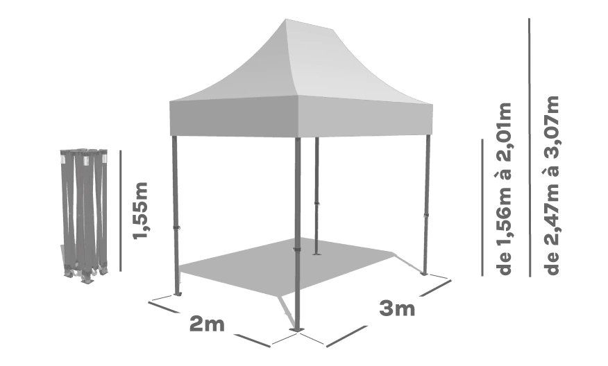 Schéma Barnum Pliant Alu Pro 45 LUXE 2x3m