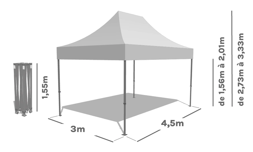 Schéma Barnum Pliant ALU PRO 45 LUXE 3x4,5m