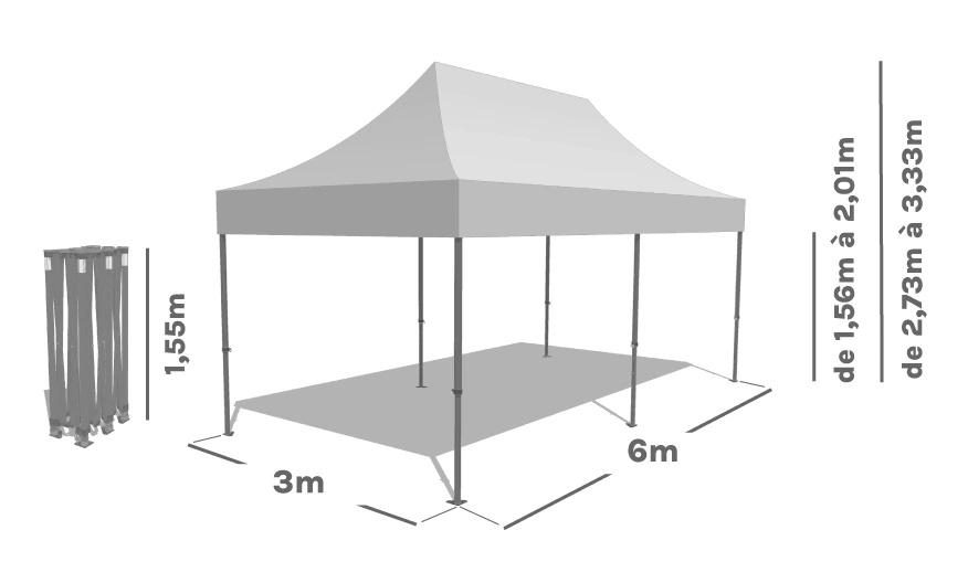 Schéma Barnum Pliant Alu Pro 45 LUXE 3x6m